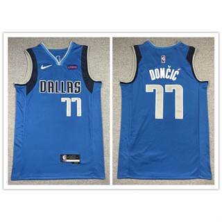 ขายดี nba Dallas Mavericks No. เสื้อกีฬาบาสเก็ตบอล ลายทีม Doncic 77 สีฟ้า 2021 613053