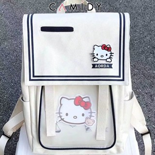 Camidy กระเป๋าเป้ Hellokitty หญิง ใหม่ น่ารัก เฉพาะ กระเป๋าเป้ นักเรียนมัธยมต้นหญิง กระเป๋านักเรียนพิมพ์ลาย