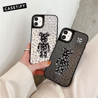 กระจกพื้นผิวแฟชั่นสีดำ Bearbrick CASETiFY เคสโทรศัพท์สำหรับ IPhone 11 12 13 14 Pro Max เคสกันกระแทกสำหรับ IPhone 14 Pro Max IPhone 13 Pro เคส IPhone 12 เคส