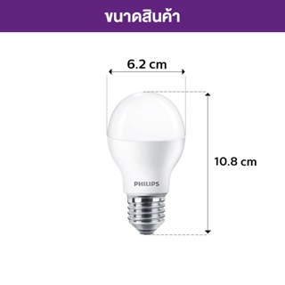 หลอดไฟฟ้า Philips หลอดไฟ LED Essential Bulb 11 วัตต์ ขั้ว E27 (แพ็กคู่)