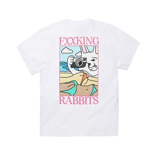 เสื้อยืดแขนสั้น ผ้าฝ้าย พิมพ์ลายกระต่าย FR2 May UME RABBITS เหมาะกับเดินชายหาด สําหรับผู้ชาย และผู้หญิง