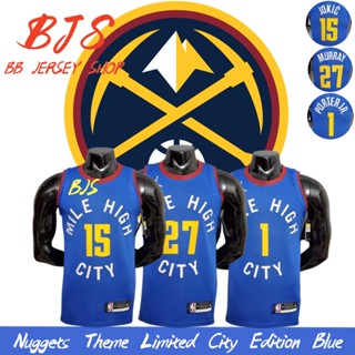 【BJS】เสื้อกีฬาบาสเก็ตบอล ลายทีม Denver Nuggets No.15Jokic Theme Limited City Edition สีฟ้า