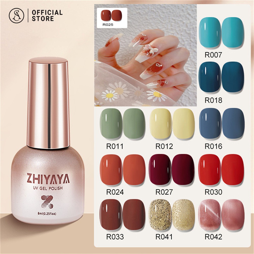 พร้อมส่ง สีเจล ZHIYAYA 2023 R001-R048 สีเจลรุ่นใหม่ 48 สี สีสวย เม็ดสีแน่น ทาง่าย 8ml, 48สีสีเจลทาเล็บ Modelones 8MLสีเจล สีทาเล็บเจล ยาทาเล็บเจล