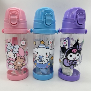 Sanrio Cinnamoroll Kuromi ขวดน้ํา พร้อมหลอดดูด ความจุสูง 450 มล. แบบพกพา สําหรับเล่นกีฬา ฟิตเนส กลางแจ้ง