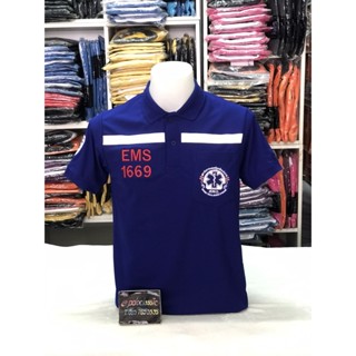 เสื้อปักEms 1669 สายด่วน สีดำ สีน้ำเงิน งานปักสวยมาก ปักหน้าอก ปักหลัง ปักแขน เนื้อผ้าดี ไม่ขึ้นขุย สวมใส่สบาย