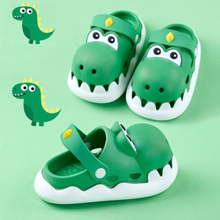 รองเท้าแตะ Crocs EVA พื้นนิ่ม กันลื่น ลายการ์ตูนไดโนเสาร์ เหมาะกับเดินชายหาด แฟชั่นฤดูร้อน สําหรับเด็กผู้ชาย และเด็กผู้หญิง