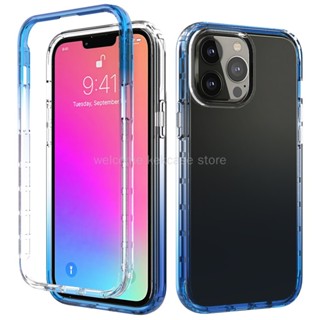 2-in-1 เคสโทรศัพท์มือถือแบบนิ่ม ใส กันกระแทก ไล่โทนสี สําหรับ iPhone 11 Pro Max 13 12 Mini 11pro Xs Max X Xr Xsmax 6 6s 7 8 Plus 7plus 6plus 7+ 6+ 11promax