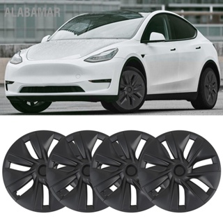 ALABAMAR 4 pcs 19in ฝาครอบดุมล้อ Matte Black Anti Scratch Stylish Cool สำหรับ Tesla รุ่น Y 2020 ถึง 2023