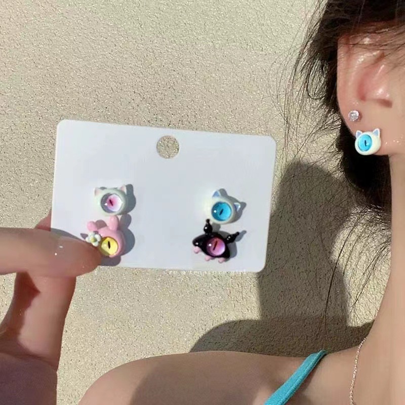 【Yunyuan】ต่างหูเพทาย รูปการ์ตูนแมวน้อยน่ารัก สําหรับผู้หญิง 2023 - รูปที่ 2