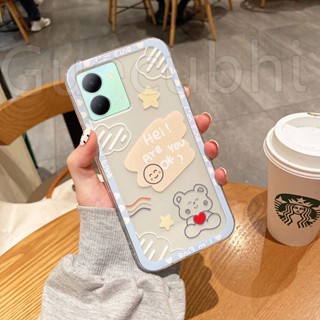 เคสโทรศัพท์มือถือ ซิลิโคนนิ่ม ใส ลายหมีแฮปปี้น่ารัก สําหรับ Vivo Y36 4G Y36 5G Y02T Y02A 2023 Y02T