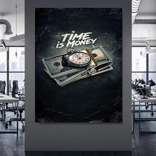 Time Is Money โปสเตอร์ภาพวาดผ้าใบ ไร้กรอบ สไตล์โมเดิร์น สําหรับตกแต่งบ้าน ออฟฟิศ