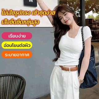 【y】เสื้อยืดยืดหยุ่นสูง ไม่เสียรูปทรง เข้าชุดง่าย