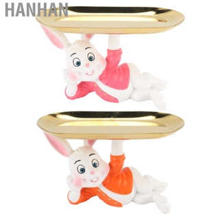 Hanhan Rabbit Statue Jewelry Tray Detachable Rabbit  Tray Resin Cute for Storage