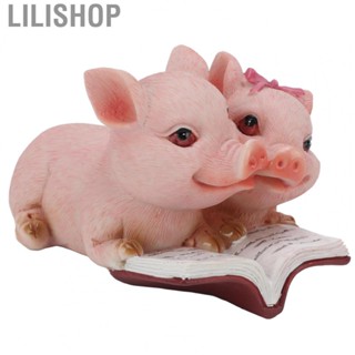 Lilishop Pig Statue Resin Hand Painted Cute Pig Couple Shape Micro  Figurine DGD