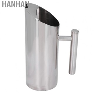 Hanhan Cold Drinking Pitcher Heat Resistant Streamlined Design Oblique Spout 1L / 33.8oz Stainless Steel Water Tie Pot with Ergonomic