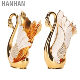 Hanhan Dinnerware Sets Swan Base Holder Innovative Gold Smoother Edges Coffee Dinnerware Set with Forks Spoons for Bistros Bars