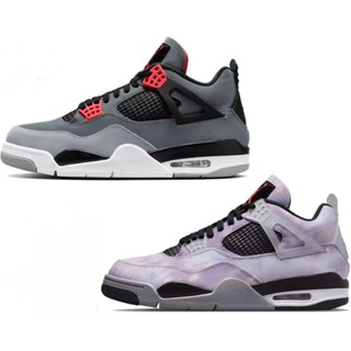 Original Air Jordan 4 "Infrared" รองเท้ากีฬาบาสเก็ตบอล สีดํา สีเทา สีแดง สําหรับเด็ก 2022 XWUO