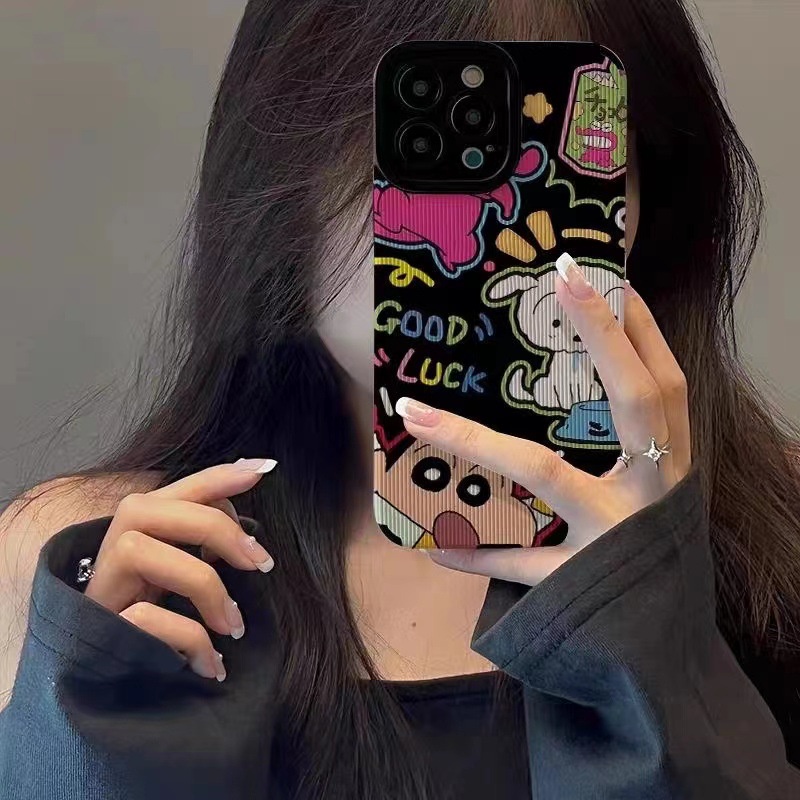 เคสโทรศัพท์มือถือหนังแกะนิ่ม กันกระแทก ลายการ์ตูนชินจัง สําหรับ Iphone 11Pro MAX 14 PRO MAX 11 12 13 6 7 8plus XR Xmax Xiao Xin
