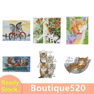 [boutique520.th] ด้ายผ้าฝ้าย ปักครอสสติตช์ รูปแมว สําหรับตกแต่งบ้าน DIY