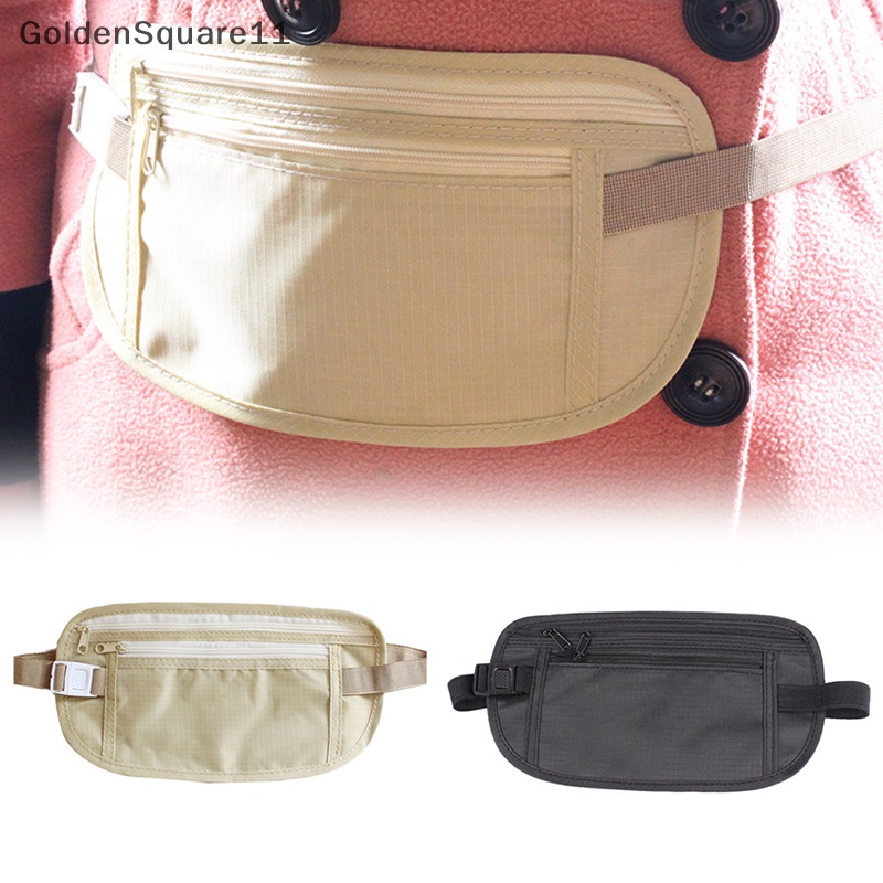 Goldensquare กระเป๋าคาดเอว ซ่อนได้ สําหรับใส่หนังสือเดินทาง เข็มขัดเงิน 1 ชิ้น