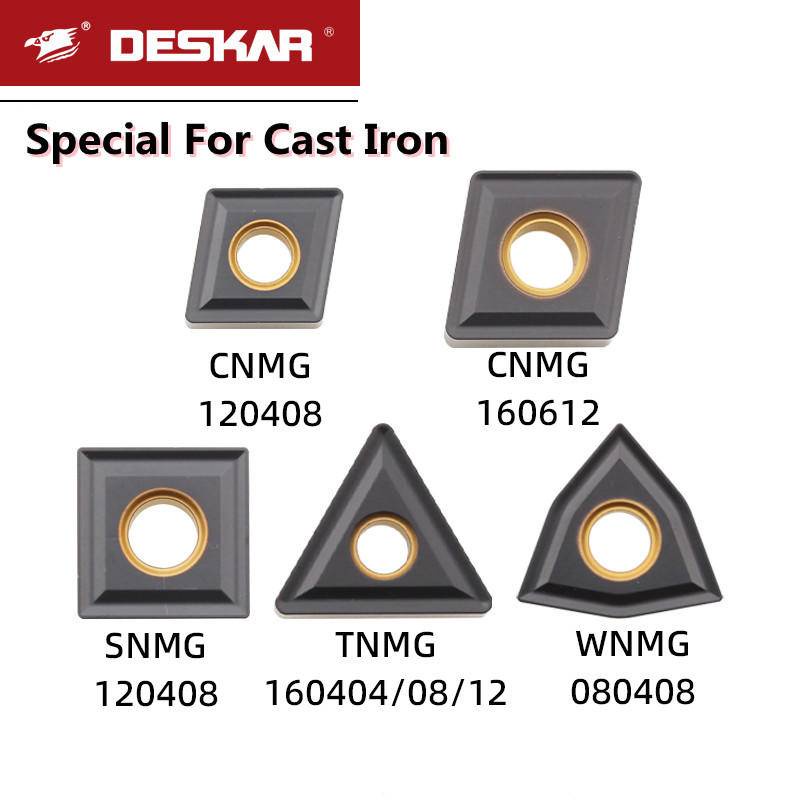 เครื่องมือกลึง DESKAR CNC คุณภาพสูง 100% 10 ชิ้น TNMG160404 Wnmg080404 Cnmg120408 Snmg120408 เม็ดมีดกลึงคาร์ไบด์ CNC สําหรับเครื่องตัดเหล็กหล่อ TNMG WNMG CNMG SNMG
