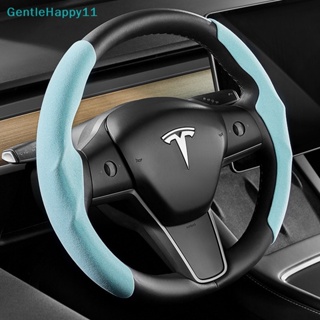 Gentlehappy ปลอกหุ้มพวงมาลัยรถยนต์ หนังนิ่ม กันลื่น ระบายอากาศ สําหรับ Tesla Model 3 Model Y Model3