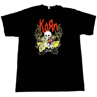 Korn เสื้อยืดลําลอง สําหรับผู้ชาย แขนสั้น พิมพ์ลาย Nu Metal Alternative Rock สีดํา ใหม่