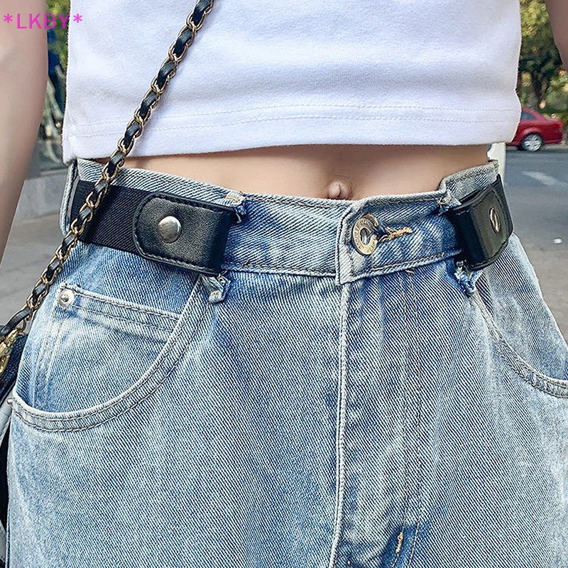 Luckybabys> ใหม่ เข็มขัดยางยืด ไร้หัวเข็มขัด สําหรับกางเกงยีน ไม่มีหัวเข็มขัด สําหรับผู้ใหญ่ ผู้หญิง ผู้ชาย