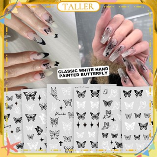 ✧Ready Stcok Nail Art Hand-painted Butterfly Sticker Dark White Hollow Butterfly Phototherapy Gel Nail Decoration Manicure Tool For Nail Shop TALLER