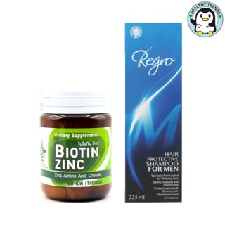 Biotin Zinc ไบโอทิน ซิงก์ 90 เม็ด / Regro Hair Protective Shampoo for Men รีโกร  225 ml. [HT]