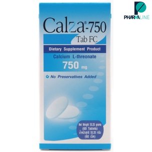 Lot ใหม่ หมดอายุ 10/2026 CalZa   แคลซ่า  แคลเซียม แอล- ทรีโอเนต 750 mg.ชนิดเม็ด  60 เม็ด [PLine]