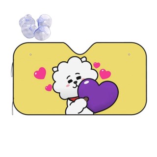 【ZR อะไหล่รถยนต์】ม่านบังแดดรถยนต์ BTS BT21 RJ พับได้ บังแดดกระจกหน้ารถ บังแดด สะท้อนแสง ด้านหน้า