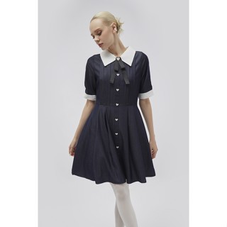 EP เดรสสั้นคอปกผ้าเดนิม ผู้หญิง | Denim Collared Short Dress | 4582