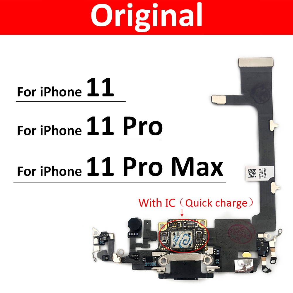 ของแท้ บอร์ดชาร์จพอร์ต USB พร้อมโลโก้ สําหรับ Iphone 11 Pro 11Pro Max