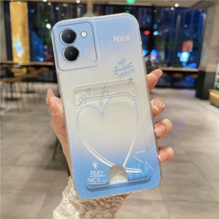 เคสโทรศัพท์มือถือ TPU แบบนิ่ม มีช่องใส่บัตร สีฟ้า และสีชมพู สําหรับ VIVO Y36 2023 Y36