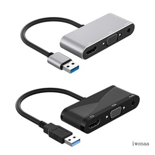 Iwo สายเคเบิลอะแดปเตอร์วิดีโอ USB 3 0 เป็น VGA พร้อมตัวแปลงอะแดปเตอร์เอาท์พุต