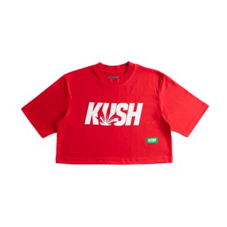 KUSH Co. WOMENS OG LOGO WHITE (Red) Cropped Top