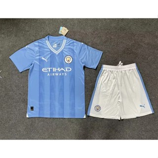 ชุดเสื้อกีฬาแขนสั้น ลายทีมชาติฟุตบอล Manchester City 2324 ชุดเหย้า