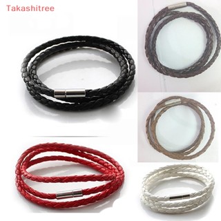 (Takashitree) ใหม่ Feshion สร้อยคอ สายโซ่ หนังแท้ สเตนเลส แบบเกลียว