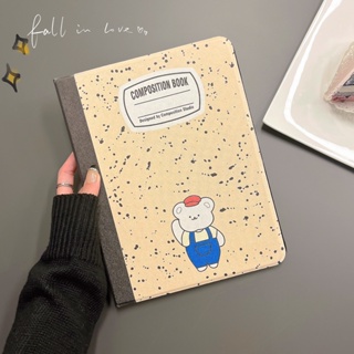 Composition book Cute Bear เคสไอแพด Gen7/8/9 Air4/5 gen10 เคส IPad mini1/2/3/4/5/6 2022 pro11 gen10 case เคสหลังใส