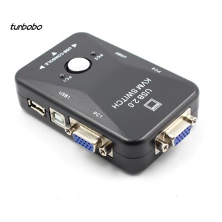 Turbobo กล่องสวิตช์ USB VGA KVM 2 พอร์ต สําหรับเมาส์ คีย์บอร์ด มอนิเตอร์ แชร์คอมพิวเตอร์ PC