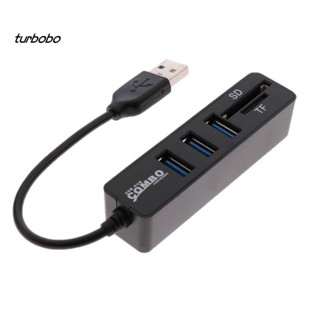 Turbobo อะแดปเตอร์แยกการ์ดรีดเดอร์ 3 พอร์ต USB 2.0 SD TF สําหรับคอมพิวเตอร์ แล็ปท็อป