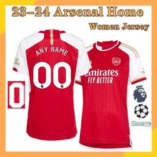 เสื้อกีฬาแขนสั้น ลายทีมชาติฟุตบอล Arsenal 23-24 ชุดเหย้า สําหรับผู้หญิง