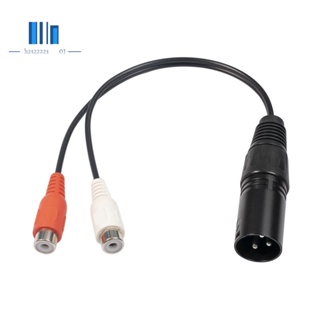 สายเคเบิลแยก XLR เป็น RCA Y 3 Pin XLR ตัวผู้ เป็น 2RCA ตัวเมีย ปลั๊กเครื่องขยายเสียง AV XLR เป็นสาย RCA คู่ 20 ซม.