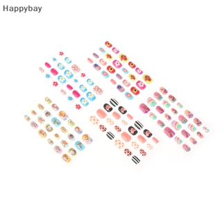 &lt;Happybay&gt; เล็บปลอม แบบกด ลายการ์ตูนน่ารัก หลากสี สําหรับตกแต่งเล็บเด็ก 24 ชิ้น