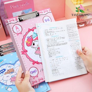 TAYLOR2PV คลิปบอร์ดเขียน Kuromi KT Cat Kawaii Menu Folder Writing Tablet Note Pad Clip อุปกรณ์สํานักงาน โรงเรียน Writing Pad Cinnamoroll Paper Organizer