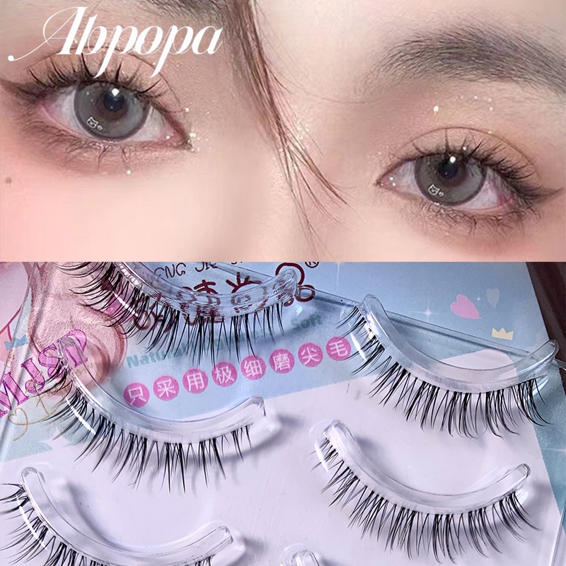 Mengjieshangpin MH02 Native girlish air eyelashes ปุยโปร่งใส slim stem nude 5 คู่