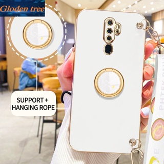 เคสโทรศัพท์มือถือ ลายต้นไม้ Gloden พร้อมขาตั้ง และสายคล้อง สําหรับ OPPO A9 2020 A5 2020 F11 Pro Reno 2F Reno 2Z