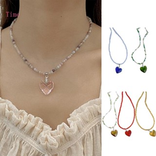 Time Love Bead Choker วัสดุอะคริลิค Love จี้โชคเกอร์ สําหรับผู้หญิง แฟนสาว