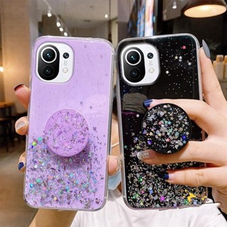 เคสโทรศัพท์มือถือซิลิโคน TPU แบบนิ่ม ประดับเลื่อม และกากเพชร พร้อมป็อบอัพ ตั้งได้ สําหรับ Xiaomi 13 Pro Lite 13Pro 13Lite